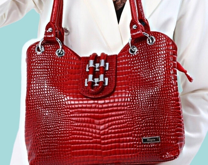 Featured listing image: Chic Navy Alligator Cowhide Handbag - Limited Series Timeless Essential