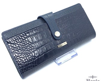 REAL LEATHER PURSE, Navy Leather Wallet, Wallet Women Cute, Navy Wallet Women, Card Wallet Women, Leather Wallet Women, Zipper Wallet Women