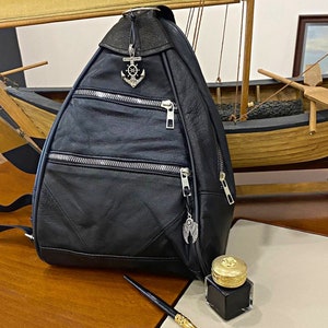 SAC À DOS UNISEXE EN CUIR, Sac à dos sécurisé, Sac à dos en cuir noir souple, Mini sac à dos