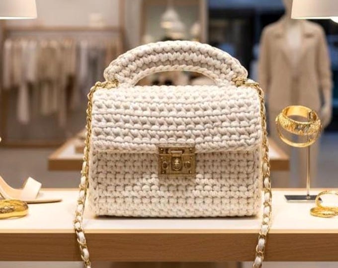 Featured listing image: Crochet Shoulder Bag: Vintage Style Hand Woven Cotton Bag, Nature Lovers, Daily, Trendy Gift