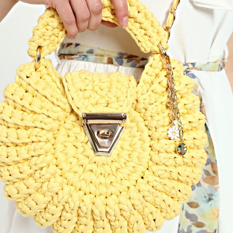 Woven Shoulder Bag Handmade Knitted Bag Crochet Round Bag Etsy
