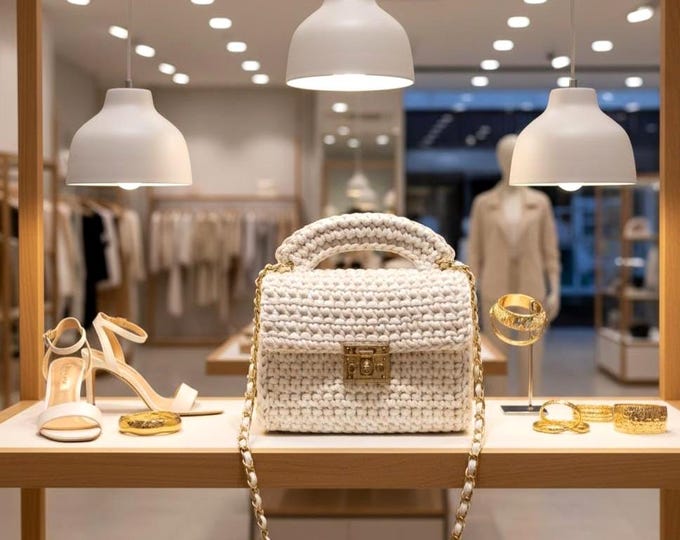 Featured listing image: Crochet Shoulder Bag: Vintage Style Hand Woven Cotton Bag, Nature Lovers, Daily, Trendy Gift