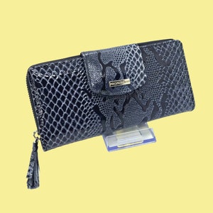 Cartera mediana para mujer, Cartera de serpiente para mujer, Cartera de cuero roja, Cartera blanca y negra, Cartera bonita para mujer, Cartera mediana para mujer