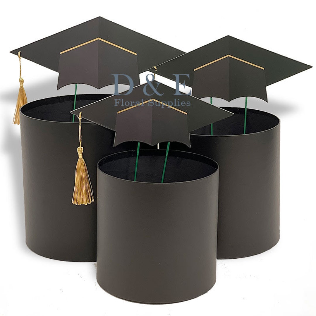 Graduation Round Flower Box With Cap set of 3 Etsy