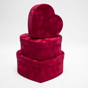 Velvet Heart Shaped Box Set of 3, Gift boxes, Floral arrangements