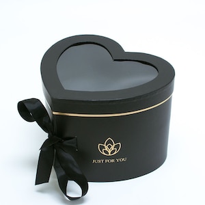 Heart Shape Flower Box with Window Lid (Two-Layers), Gift boxes, Floral arrangements