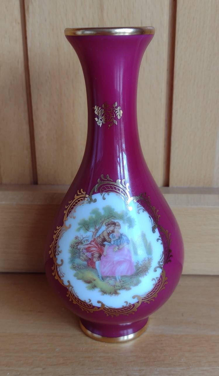 Vintage Limoges La Reine Porcelain Decorative Small Bud Vase Etsy