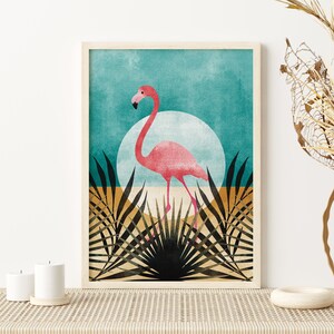 Flamingo Wall Art, Printable Wall Art, Flamingo Print, Flamingo Decor, Bird Wall Art, Tropical Wall Art, Boho Wall Decor, Botanical Prints