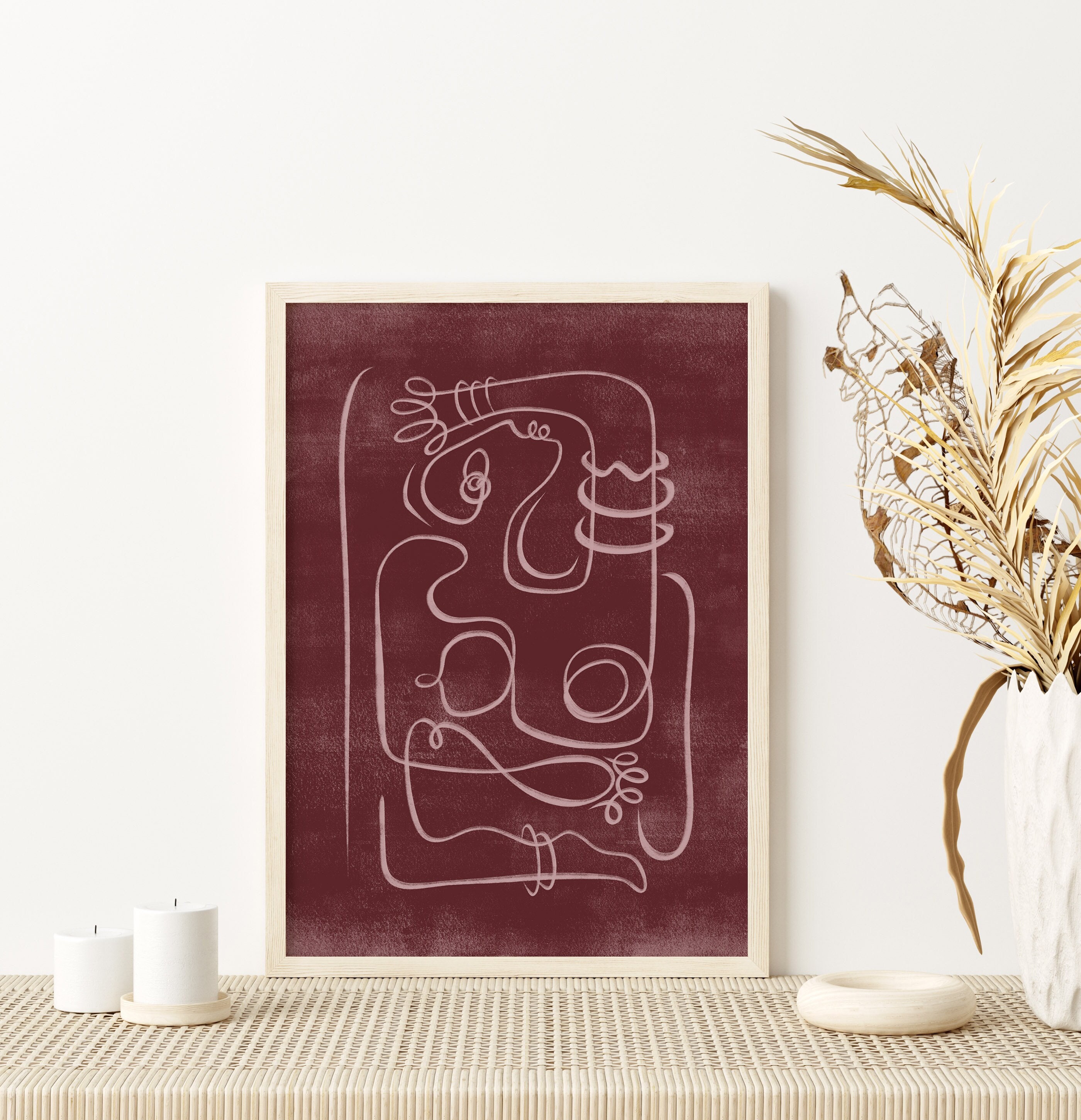 Abstract Woman Line Art Print, Printable Wall Art, Neutral Color Wall ...