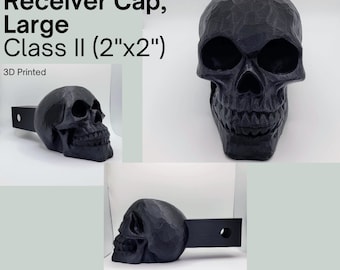 3D Printed Skull Trailer Hitch Receiver Cap - 2" Size - Made in USA