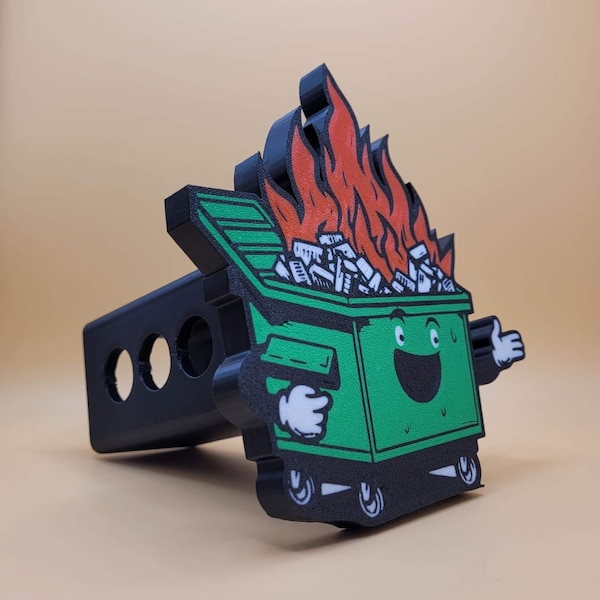 Dumpster Fire Trailer Hitch Cover, 120+ Color Combinations. Fits 2 inch Receiver. 3D Printed just for you!
