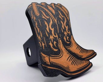 Cowboy Boots Hitch Cover Cap. Class 2 Receiver, 2"x2" standard. Customize your colors. Made to order in the USA! 3D printed.