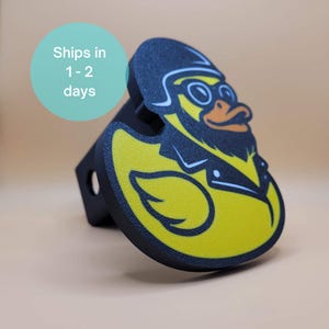 Biker Rubber Ducky Trailer Hitch Cover. Fits 2 inch Receivers. Custom Color Combinations. Made in the USA!