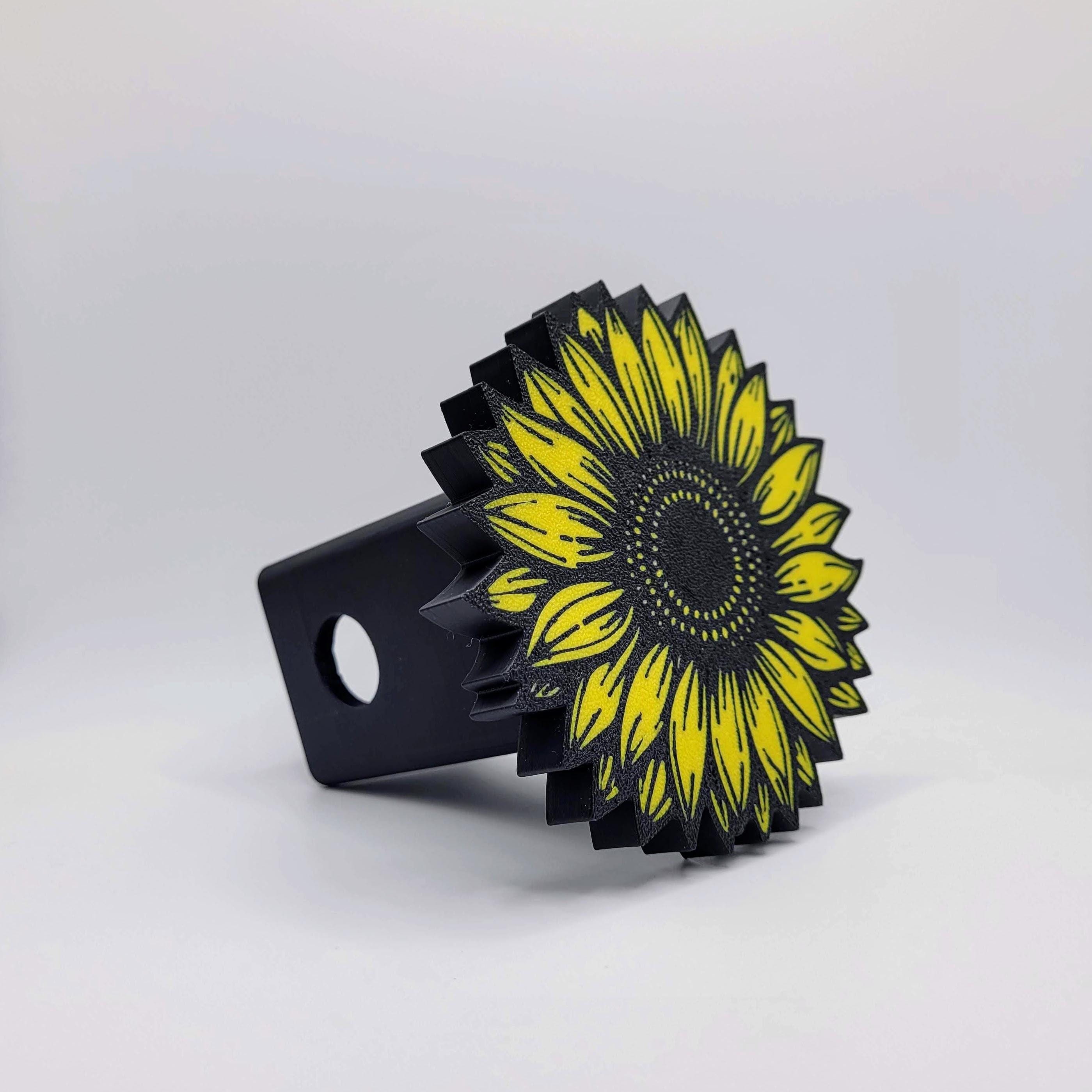 Sunflower Trailer Hitch Cover Cap - Fits 1.25" Receiver - Customize Your Colors - Made in the USA - 3D Printed
