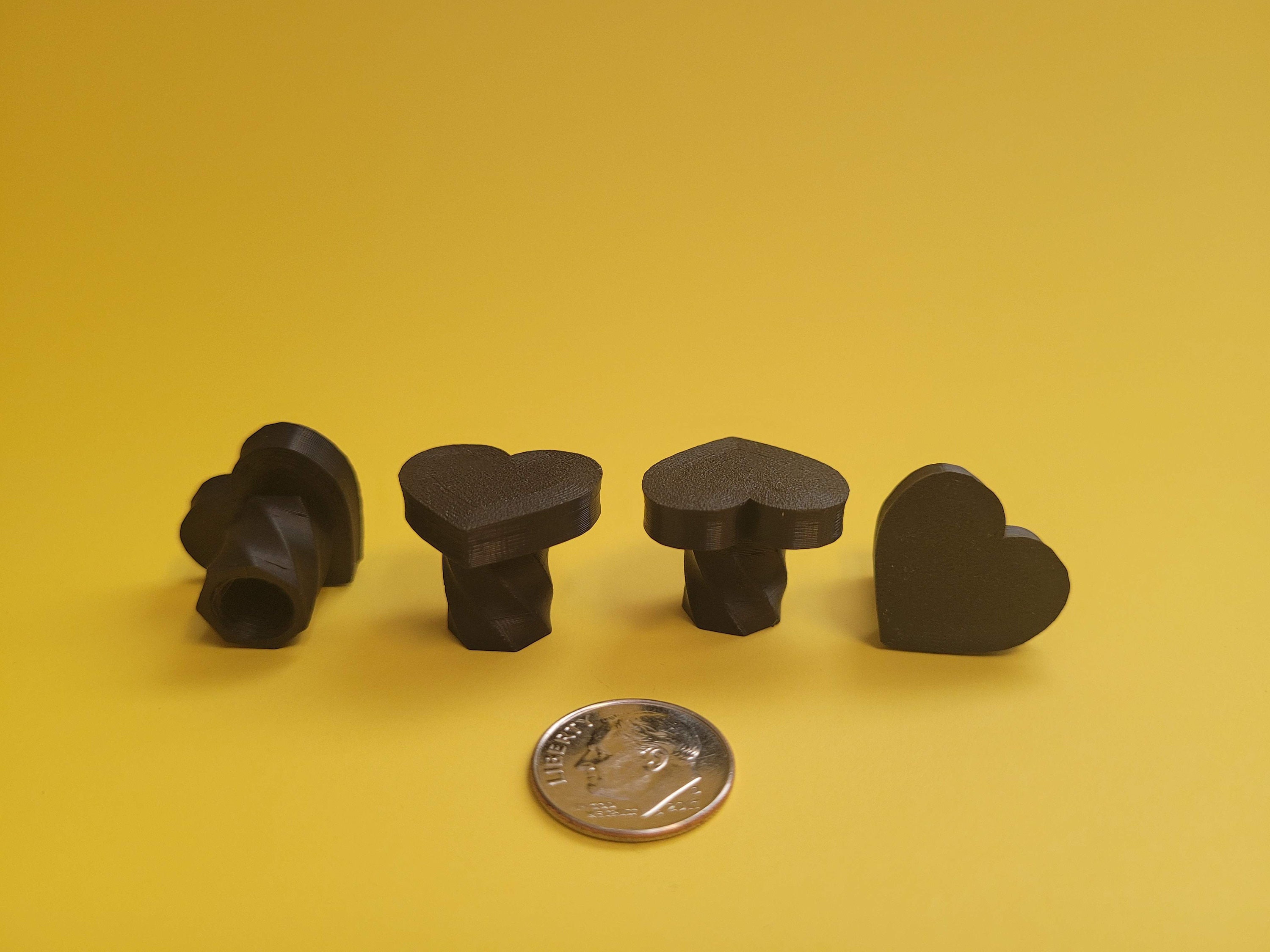 Black Heart-Shaped Valve Stem Caps: A Cute and Practical Accessory. 3D printed with Eco Friendly Material. Ready to Ship! Schrader Valve