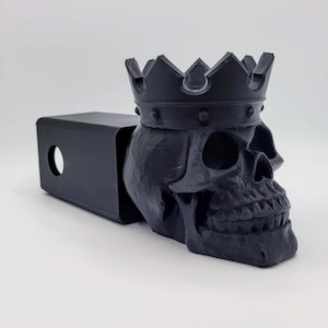 Skull with Crown Hitch Receiver Cap. 2&quot; Receiver Plug. Several colors are available. Made in the USA! 3D printed.