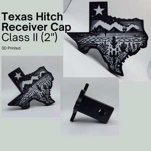 Texas Hitch Cover Cap. Class 2 Receiver, 2"x2" Universal. Customize your colors. Made to order in the USA! 3D printed.