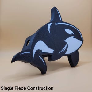 Orca, Killer Whale, Trailer Hitch Cover. Fits 2" Receivers. Custom Color combinations. Made in the USA!