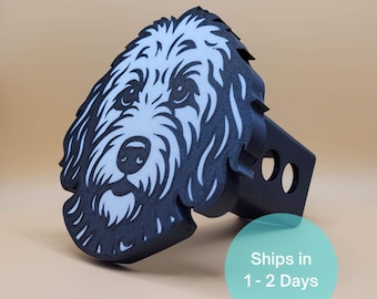 Goldendoodle Trailer Hitch Cover – Custom Dog Hitch Plug for 2” Receiver | Sturdy 3D Printed Pet Lover Gift for Trucks & SUVs