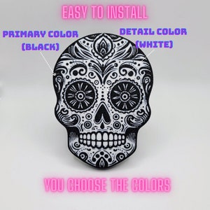 Sugar Skull Trailer Hitch Cap. Fits 2" Receiver. Day of the Dead or Día de los Muertos. Made to order in the USA! 3D printed.