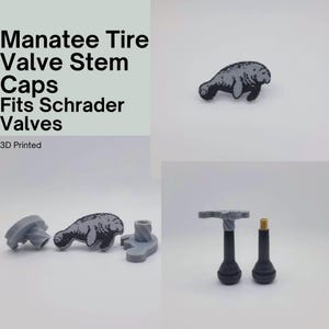ManateeTire Valve Stem Caps, two colors, set of Four. 120+ Color Combinations. Made w/ Eco-Friendly Material. Schrader Valve Stem Cover.