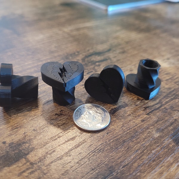 Broken Heart Tire Valve Stem Caps, Black. Available in several Colors. 3D printed Eco Friendly Material. Schrader Valve cover. Ships Fast