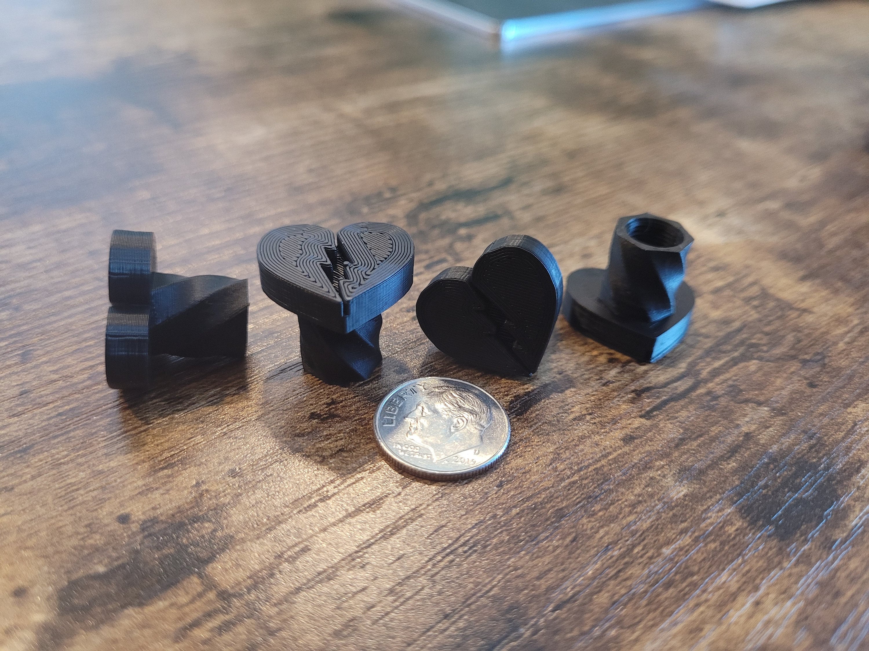 Broken Heart Tire Valve Stem Caps, Black. Available in several Colors. 3D printed Eco Friendly Material. Schrader Valve cover. Ships Fast