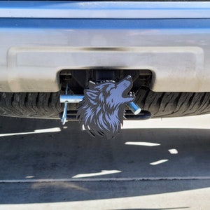 Wolf Trailer Hitch Cover. Fits 2 inch Receiver. Customize your colors. Made to order in the USA! 3D printed.