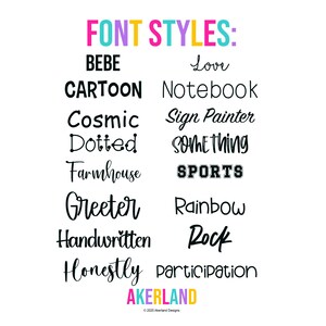 the font styles for the font styles book