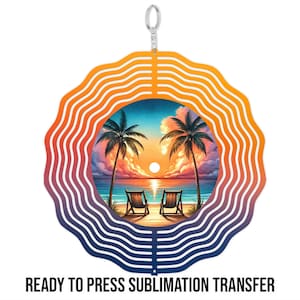 Summer Beach Wind Spinner Sublimation Ready To press Heat Transfer