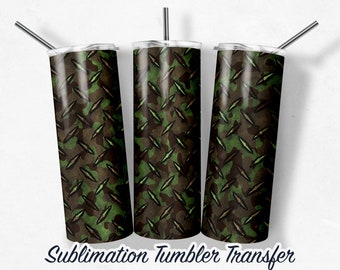 Camo Diamond Plate  - Vinyl Wrap or Sublimation Transfer Print For 20 oz Tumbler - 30 oz Skinny Tumbler - RTP - Heat Transfers