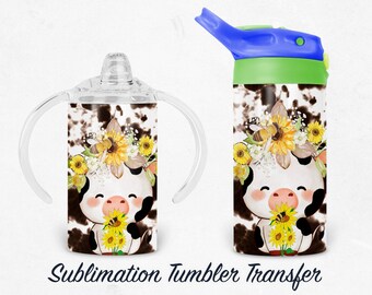 Baby Cow Cow Print - Kids Sippy Sublimation Tumbler Transfer  - Ready To press - Heat Transfers