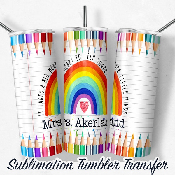 Rainbow Color Pencils Teacher Vinyl Wrap or Sublimation Transfer Print For 20 oz Tumblers - 30 oz Tumblers - RTP - Heat Transfers