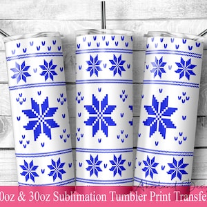Knitted Christmas  Sublimation Tumbler Transfer Print For 20 oz - 30 oz Tumbler - Ready To press - Heat Transfers