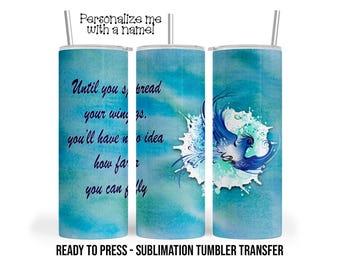 Blue Bird Sublimation Tumbler Transfer Print For 20 oz Tumblers - 30 oz Tumblers - Ready To press - Heat Transfers