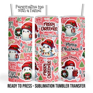 Christmas, Holiday Ghosts Sublimation Tumbler Transfer Print 20 oz Tumbler - 30 oz Tumbler Ready to Press Heat Transfer,