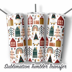 Boho Christmas Tumbler  Sublimation Tumbler Transfer Print For 20 oz Tumbler - 30 oz Tumbler - Ready to Press - Heat Transfer