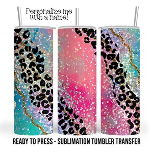 Pink Leopard Agate Tumbler Sublimation Transfer, 20oz & 30oz Ready to Press