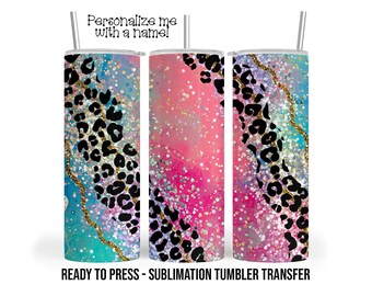 Pink Leopard Agate Tumbler Sublimation Transfer, 20oz & 30oz Ready to Press