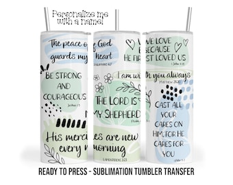 Sublimation Tumbler Transfer Print 20oz Tumbler, Ready To press Heat Transfer | Bible Affirmations | Church | Inspirational Quotes