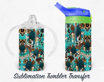 Rustic Sunflower Kids 12 oz Sippy Sublimation Tumbler Transfer - Ready To press - Heat Transfers SHIPS NEXT DAY