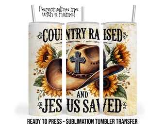 Sunflower Rustic Cowboy Hat Sublimation Tumbler Transfer Print For 20 oz - 30 oz  Tumbler Ready To press Heat Transfers