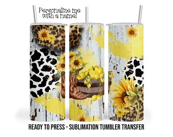 Sunflowers and Boots Sublimation Tumbler Transfer Print For 20 oz - 30 oz  Tumbler - Ready To press - Heat Transfers