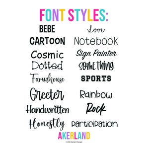 the font styles for the font styles book