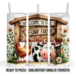 Funny Cow Ready to Press Sublimation Transfer Print 20 oz - 30 oz Tumblers  SHIPS NEXT DAY