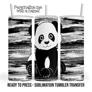 Tumbler Transfers Panda Sublimation Tumbler Transfer 20 oz Tumblers - 30 oz Tumblers - Ready To press Single Use Heat Transfers image 1