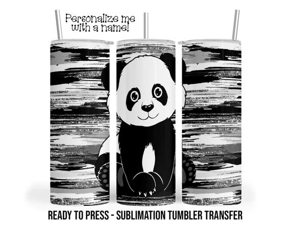 Tumbler Transfers Panda Sublimation Tumbler Transfer 20 oz Tumblers - 30 oz Tumblers - Ready To press Single Use Heat Transfers