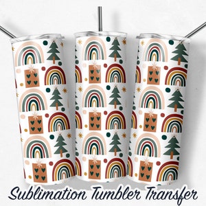 Boho Christmas Tumbler  Sublimation Tumbler Transfer Print For 20 oz Tumbler - 30 oz Tumbler - Ready to Press - Heat Transfer