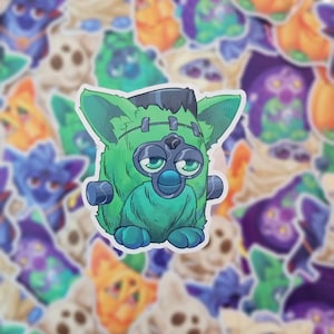 Halloween Frankenstein&#39;s Monster Furby Sticker 90s aesthetic