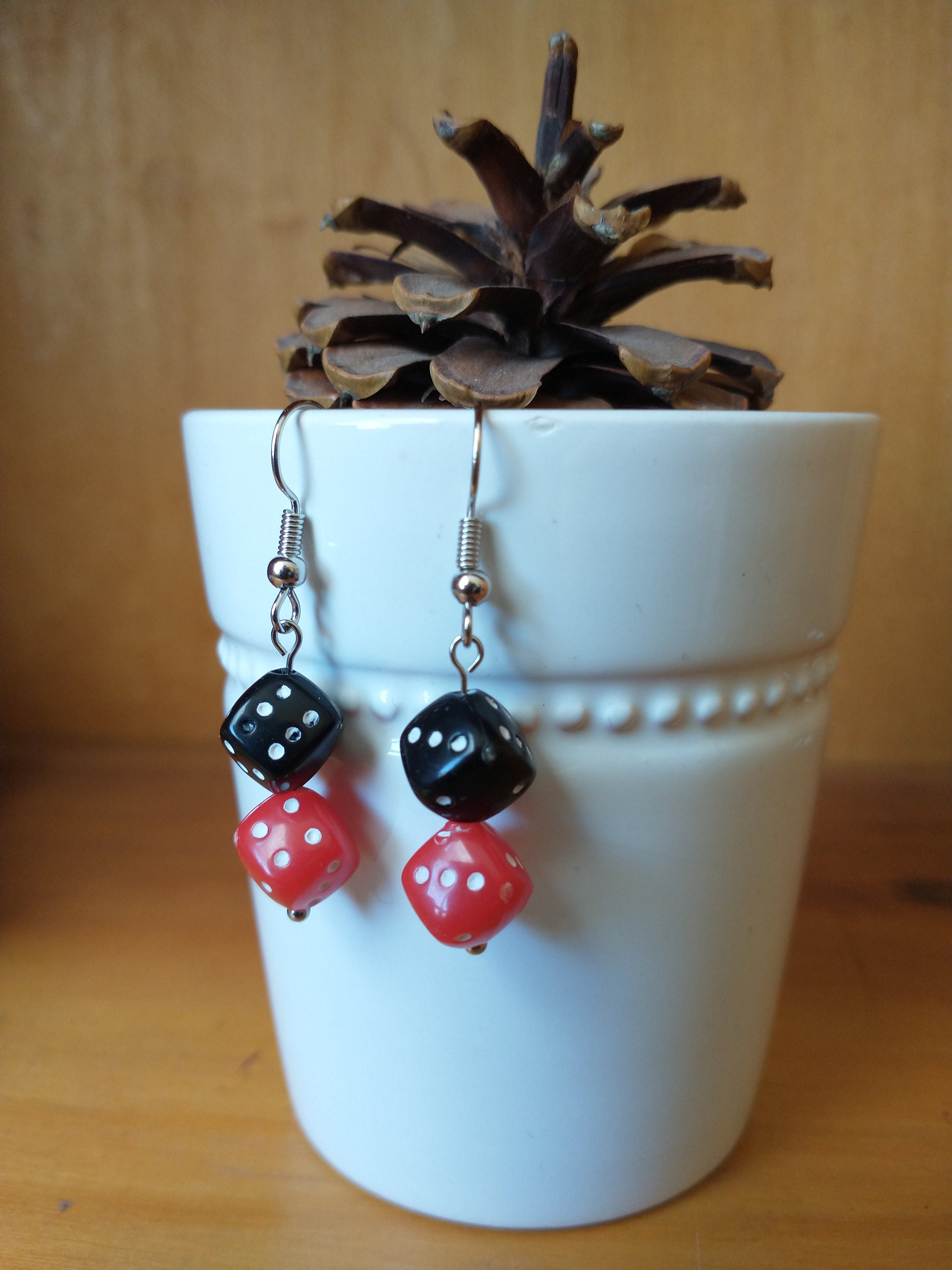 Red and Black Dice Dangle/drop Earrings Game Earrings Game Jewelry